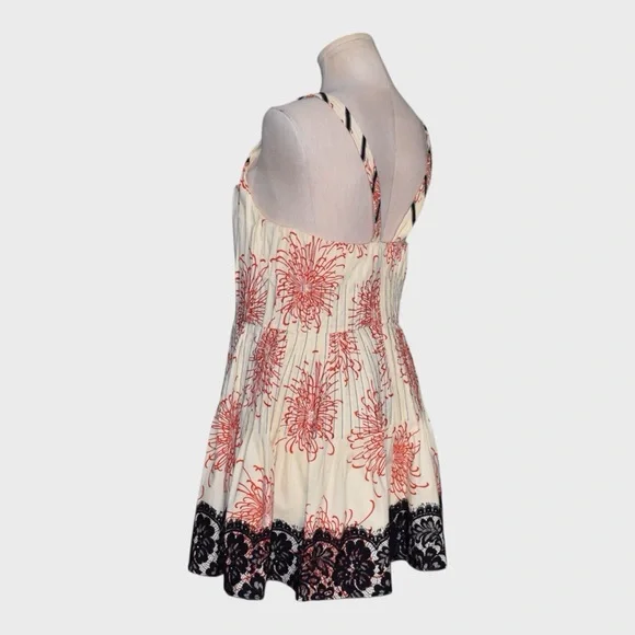 Byron Lars Sleeveless Printed Fit & Flare Dress Lace Hem Byron Lars Sleeveless Printed Fit & Flare Dress Lace Hem